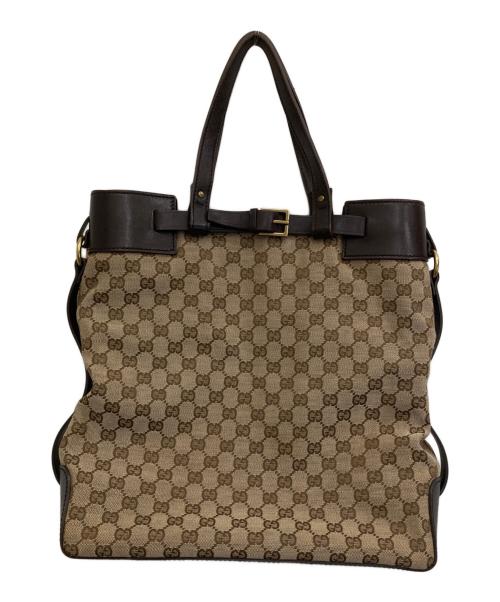 GUCCI（グッチ）GUCCI (グッチ) GGキャンバストートバッグ ブラウンの古着・服飾アイテム