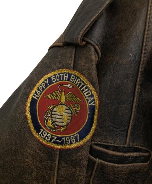 AVIREX（アヴィレックス）AVIREX (アヴィレックス) レザージャケット ブラウン サイズ:Sの古着・服飾アイテム