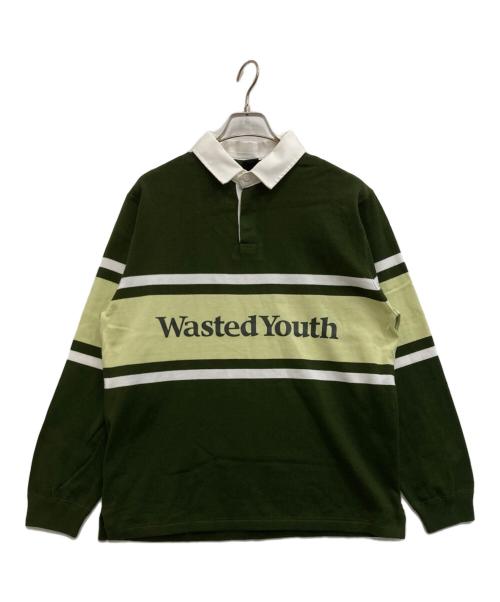 WASTED YOUTH（ウェイステッドユース）Wasted Youth (ウェイステッドユース) ラガーシャツ グリーン サイズ:Mの古着・服飾アイテム