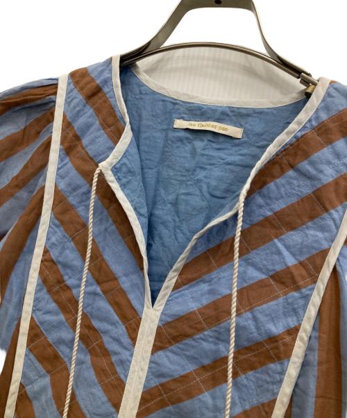 ne quittez pas（ヌキテパ）ne quittez pas (ヌキテパ) Cotton Voile Stripe Gather Dress スカイブルー サイズ:Mの古着・服飾アイテム