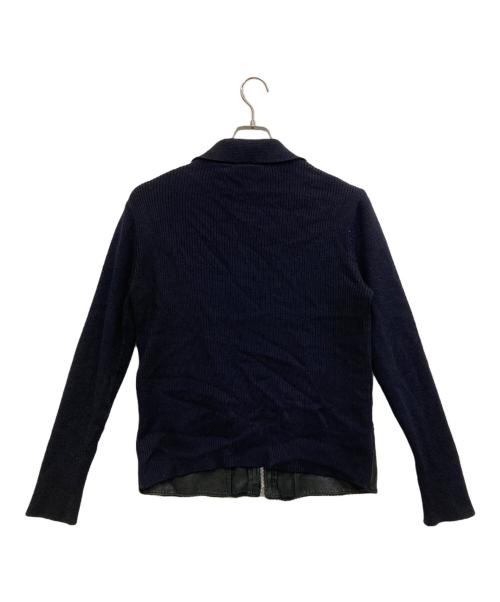 C&A（シーアンドエー）C&A (シーアンドエー) レザーニットジャケット ネイビー サイズ:Ｍの古着・服飾アイテム