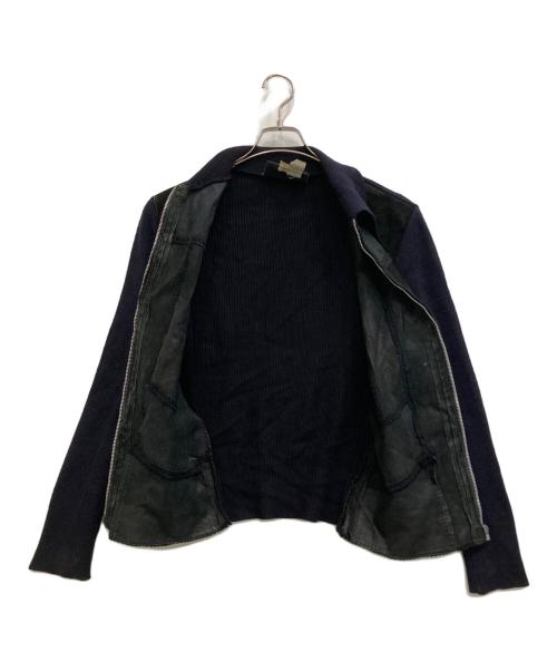C&A（シーアンドエー）C&A (シーアンドエー) レザーニットジャケット ネイビー サイズ:Ｍの古着・服飾アイテム