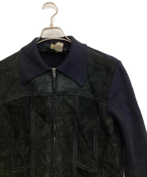 C&A（シーアンドエー）C&A (シーアンドエー) レザーニットジャケット ネイビー サイズ:Ｍの古着・服飾アイテム