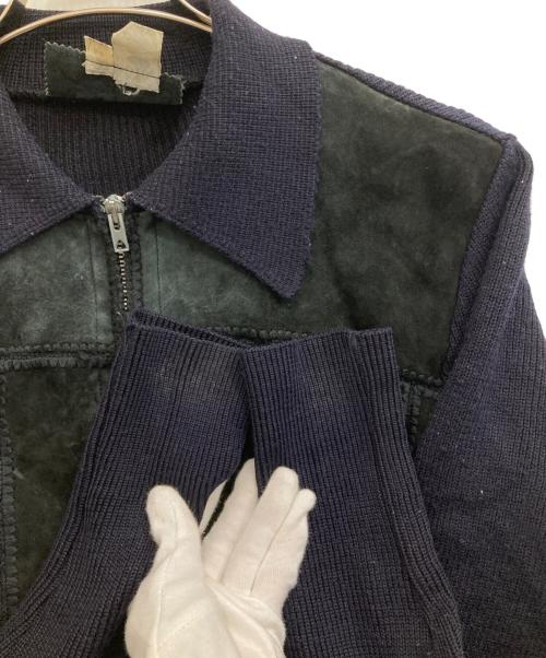 C&A（シーアンドエー）C&A (シーアンドエー) レザーニットジャケット ネイビー サイズ:Ｍの古着・服飾アイテム