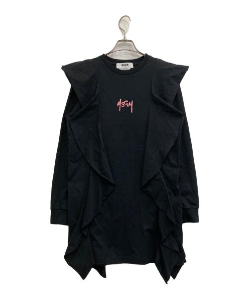 MSGM（エムエスジーエム）MSGM (エムエスジーエム) フリルカットソーワンピース ブラック サイズ:Sの古着・服飾アイテム