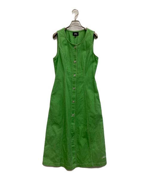 stussy（ステューシー）stussy (ステューシー) ノースリーブデニムワンピース グリーン サイズ:Sの古着・服飾アイテム