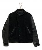LAD MUSICIANラッドミュージシャン）の古着「レザー切替スタジャン」｜ブラック
