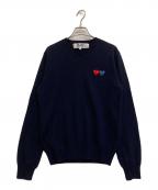 PLAY COMME des GARCONSプレイコムデギャルソン）の古着「Vネックニット」｜ネイビー