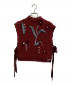 Mame Kurogouchiマメクロゴウチ）の古着「Floral Motif Hand-Knitted Vest」｜レッド