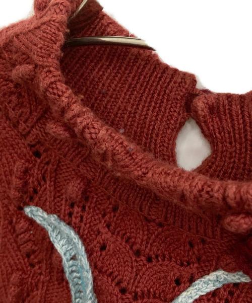 Mame Kurogouchi（マメクロゴウチ）mame kurogouchi (マメクロゴウチ) Floral Motif Hand-Knitted Vest レッド サイズ:1の古着・服飾アイテム