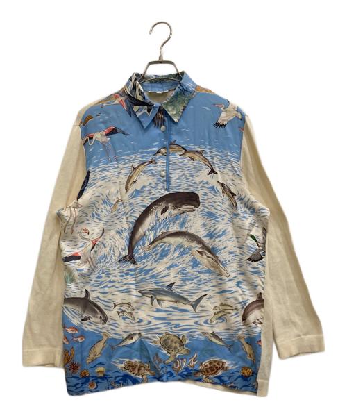 HERMES（エルメス）HERMES (エルメス) コットンカシミヤポロシャツ スカイブルー サイズ:Mの古着・服飾アイテム