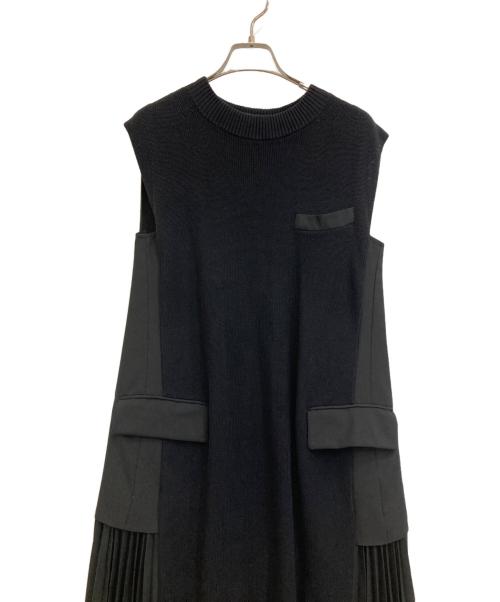sacai（サカイ）sacai (サカイ) ニットドッキングノースリーブワンピース ブラック サイズ:1の古着・服飾アイテム
