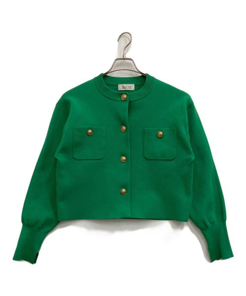 ARPEGE STORY（アルページュストーリー）Arpege story (アルページュストーリー) 金釦ニットジャケット グリーン サイズ:2の古着・服飾アイテム