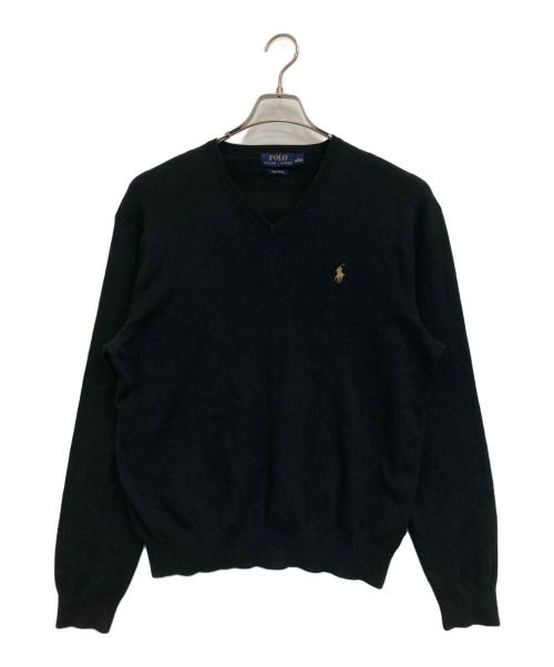 POLO RALPH LAUREN（ポロ・ラルフローレン）POLO RALPH LAUREN (ポロ・ラルフローレン) Vネックニット ブラック サイズ:Lの古着・服飾アイテム