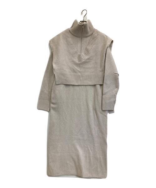 emmi（エミ）emmi (エミ) ベスト×ハーフジップニットワンピース ベージュ サイズ:1の古着・服飾アイテム