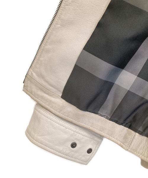 BLACK LABEL CRESTBRIDGE（ブラックレーベル クレストブリッジ）BLACK LABEL CRESTBRIDGE (ブラックレーベル クレストブリッジ) ラムレザージャケット アイボリー サイズ:Mの古着・服飾アイテム