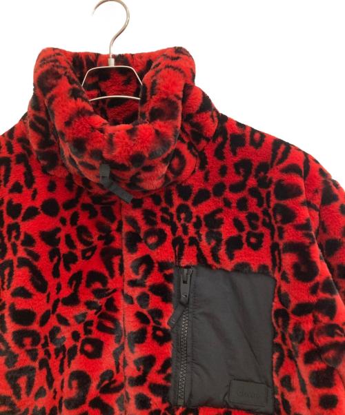 ZARA（ザラ）ZARA (ザラ) レオパード柄ファージャケット ブラック×レッド サイズ:XLの古着・服飾アイテム