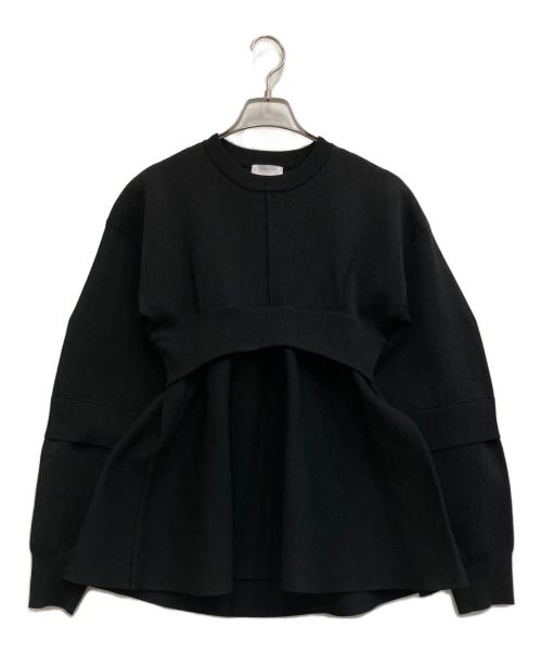 OMMO（オーエムエムオー）OMMO (オーエムエムオー) LAYERED FLARE KNIT TOP ブラック サイズ:Fの古着・服飾アイテム