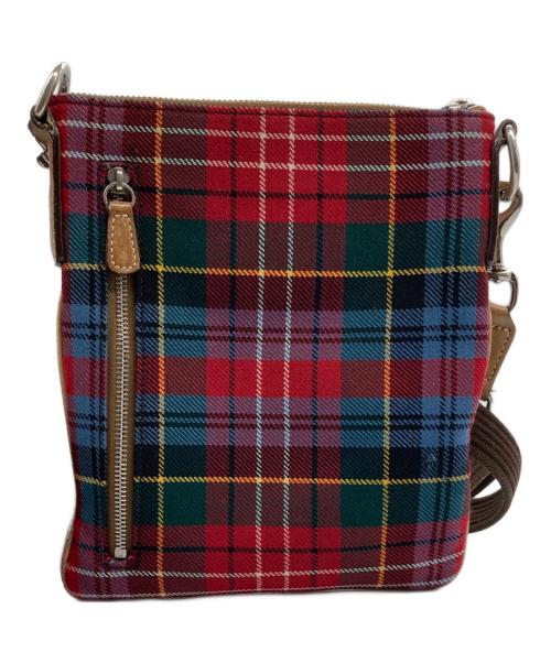 COACH（コーチ）COACH (コーチ) チェック柄ショルダーバッグ レッドの古着・服飾アイテム