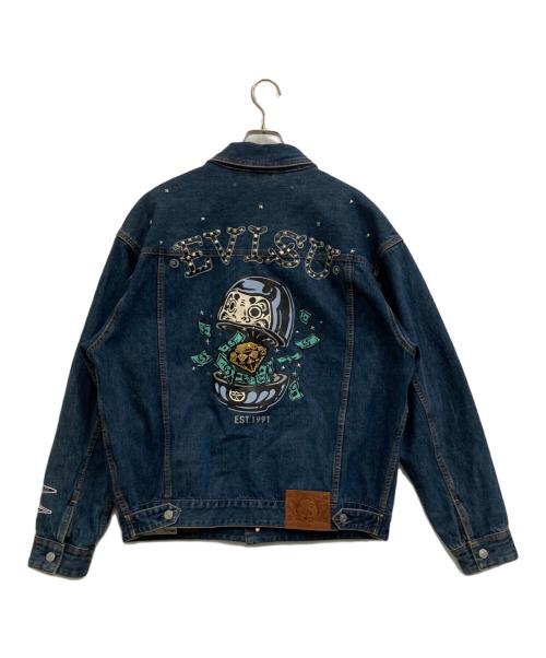 EVISU（エヴィス）EVISU (エヴィス) Diamond Daruma and Seagull Print Loose Fit Denim Jacket インディゴ サイズ:Lの古着・服飾アイテム