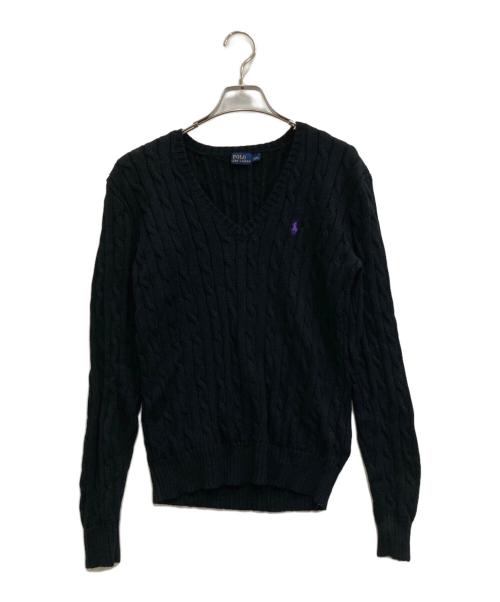 POLO RALPH LAUREN（ポロ・ラルフローレン）POLO RALPH LAUREN (ポロ・ラルフローレン) ケーブルニット ブラック サイズ:Lの古着・服飾アイテム