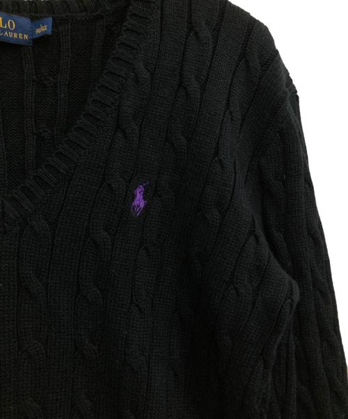 POLO RALPH LAUREN（ポロ・ラルフローレン）POLO RALPH LAUREN (ポロ・ラルフローレン) ケーブルニット ブラック サイズ:Lの古着・服飾アイテム