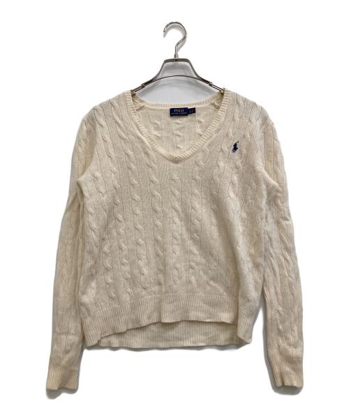 POLO RALPH LAUREN（ポロ・ラルフローレン）POLO RALPH LAUREN (ポロ・ラルフローレン) カシミヤ混ケーブルニット アイボリー サイズ:-の古着・服飾アイテム