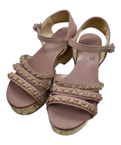 CHANEL（シャネル）CHANEL (シャネル) チェーンサンダル ピンク サイズ:SIZE 37 1/2の古着・服飾アイテム