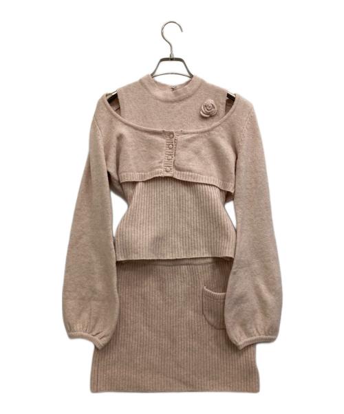 ANDMARY（アンドマリー）ANDMARY (アンドマリー) flower knit set up ピンク サイズ:-の古着・服飾アイテム