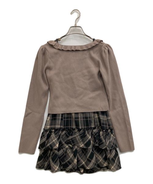 rilly emulie（リリーエミュリ）rilly emulie (リリーエミュリ) Frill Cardigan Check Ribbon Onepiece ブラウン サイズ:- 未使用品の古着・服飾アイテム