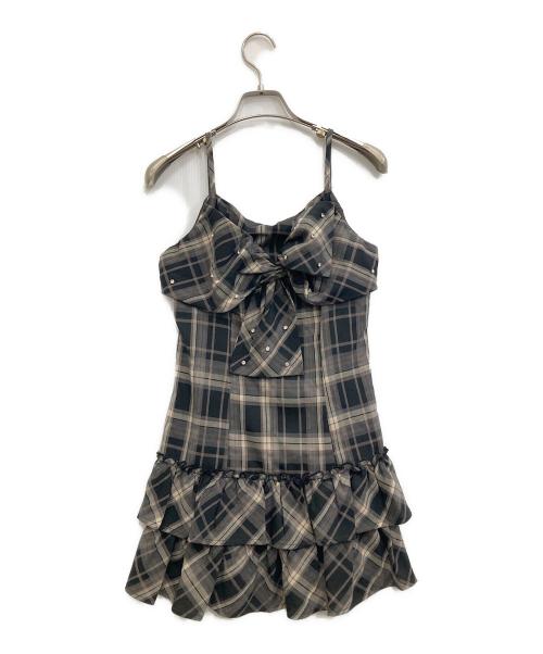 rilly emulie（リリーエミュリ）rilly emulie (リリーエミュリ) Frill Cardigan Check Ribbon Onepiece ブラウン サイズ:- 未使用品の古着・服飾アイテム