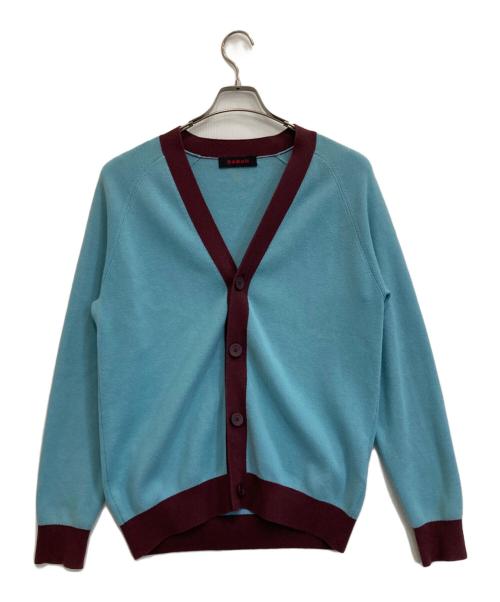 CABAN（キャバン）CABAN (キャバン) コットンカシミヤ バイカラーVネックカーディガン スカイブルー サイズ:Mの古着・服飾アイテム