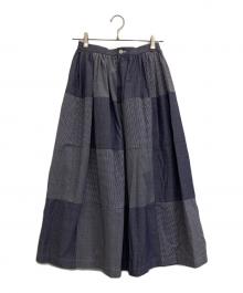tricot COMME des GARCONS（トリココムデギャルソン）の古着「チェック切替スカート」｜ネイビー