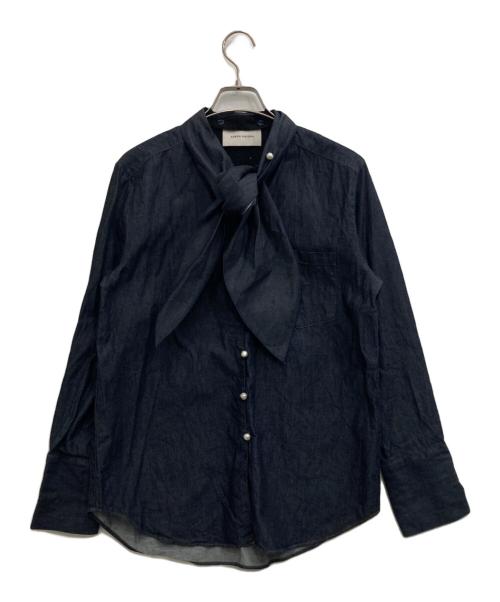 AEWEN MATOPH（イウエン マトフ）AEWEN MATOPH (イウエン マトフ) スカーフビジューボタンシャツ インディゴ サイズ:-の古着・服飾アイテム