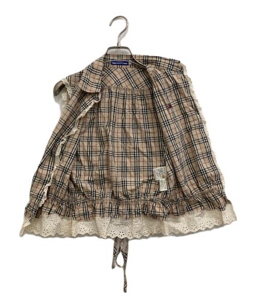 BURBERRY BLUE LABEL（バーバリー ブルー レーベル）BURBERRY BLUE LABEL (バーバリー ブルー レーベル) フリルチェックノースリーブブラウス ブラウン サイズ:36の古着・服飾アイテム