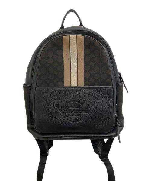 COACH（コーチ）COACH (コーチ) シグネチャー トンプソン ジャガード ヴァーシティ ストライプ バックパック ブラックの古着・服飾アイテム