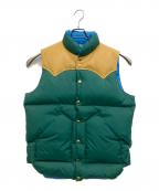 Rocky Mountain FeatherBedロッキーマウンテンフェザーベッド）の古着「ダウンベスト」｜ベージュ×グリーン