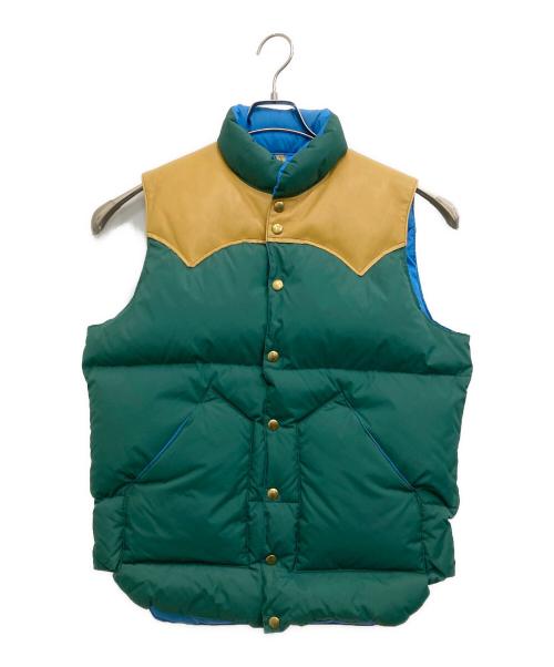 Rocky Mountain FeatherBed（ロッキーマウンテンフェザーベッド）Rocky Mountain Featherbed (ロッキーマウンテンフェザーベッド) ダウンベスト ベージュ×グリーン サイズ:SIZE 40の古着・服飾アイテム
