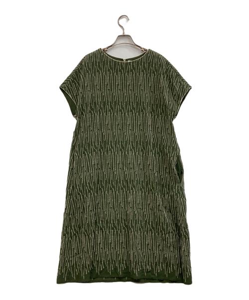 mina perhonen（ミナ ペルホネン）mina perhonen (ミナ ペルホネン) rain grassノースリーブワンピース グリーン サイズ:38の古着・服飾アイテム