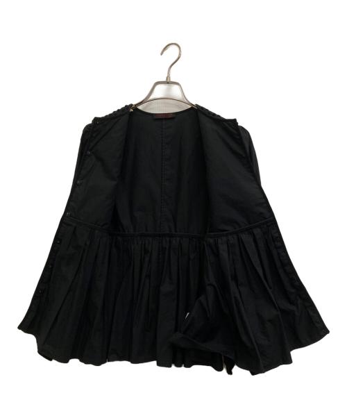 TOMORROW LAND（トゥモローランド）TOMORROW LAND (トゥモローランド) ブラックコンビネーションペプラムブラウス ブラック サイズ:36の古着・服飾アイテム