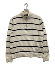 POLO RALPH LAUREN（ポロ・ラルフローレン）の古着「ハーフジップボーダーニット」｜アイボリー