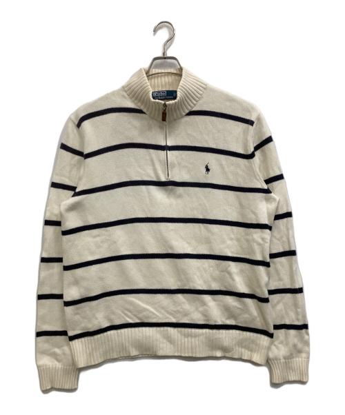 POLO RALPH LAUREN（ポロ・ラルフローレン）POLO RALPH LAUREN (ポロ・ラルフローレン) ハーフジップボーダーニット アイボリー サイズ:Lの古着・服飾アイテム