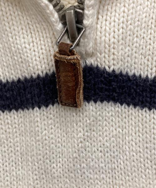 POLO RALPH LAUREN（ポロ・ラルフローレン）POLO RALPH LAUREN (ポロ・ラルフローレン) ハーフジップボーダーニット アイボリー サイズ:Lの古着・服飾アイテム
