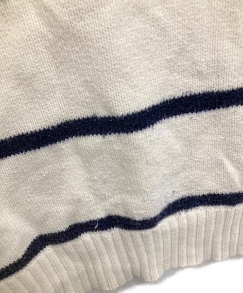 POLO RALPH LAUREN（ポロ・ラルフローレン）POLO RALPH LAUREN (ポロ・ラルフローレン) ハーフジップボーダーニット アイボリー サイズ:Lの古着・服飾アイテム