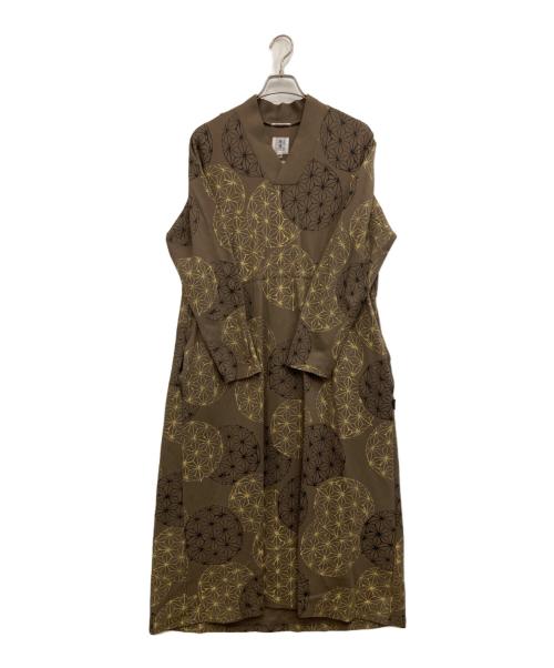 SOU・SOU（ソウソウ）SOU・SOU (ソウソウ) 麻てまりと余白 ワンピース ブラウン サイズ:Lの古着・服飾アイテム
