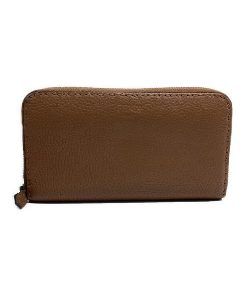 FENDI（フェンディ）FENDI (フェンディ) ラウンドファスナー財布 ブラウンの古着・服飾アイテム