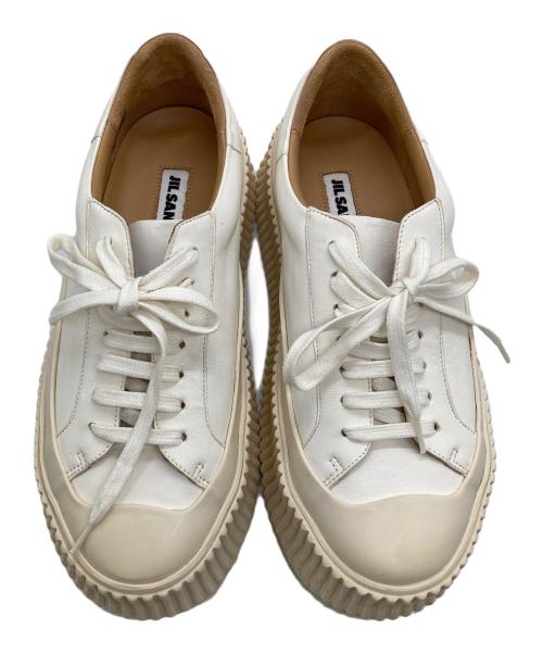 JIL SANDER（ジルサンダー）JIL SANDER (ジルサンダー) プラットフォームレザースニーカー ホワイト サイズ:37の古着・服飾アイテム