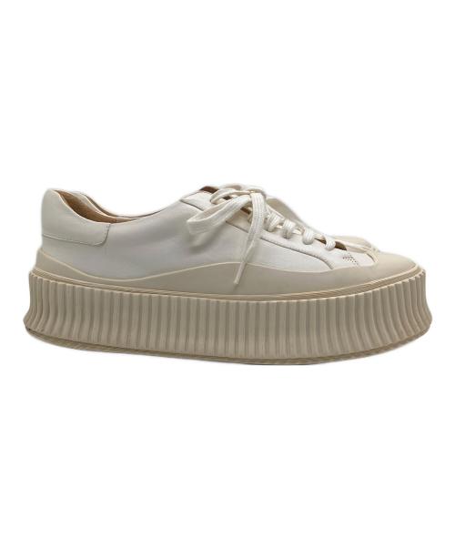 JIL SANDER（ジルサンダー）JIL SANDER (ジルサンダー) プラットフォームレザースニーカー ホワイト サイズ:37の古着・服飾アイテム