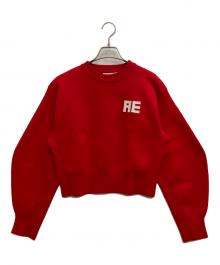 Adam et Rope（アダム エ ロペ）の古着「フェルト刺繍ニットプルオーバー」｜レッド