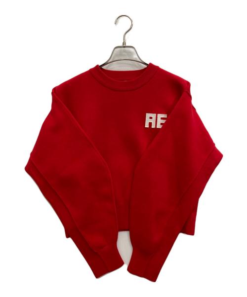 Adam et Rope（アダム エ ロペ）Adam et Rope (アダム エ ロペ) フェルト刺繍ニットプルオーバー レッド サイズ:36の古着・服飾アイテム